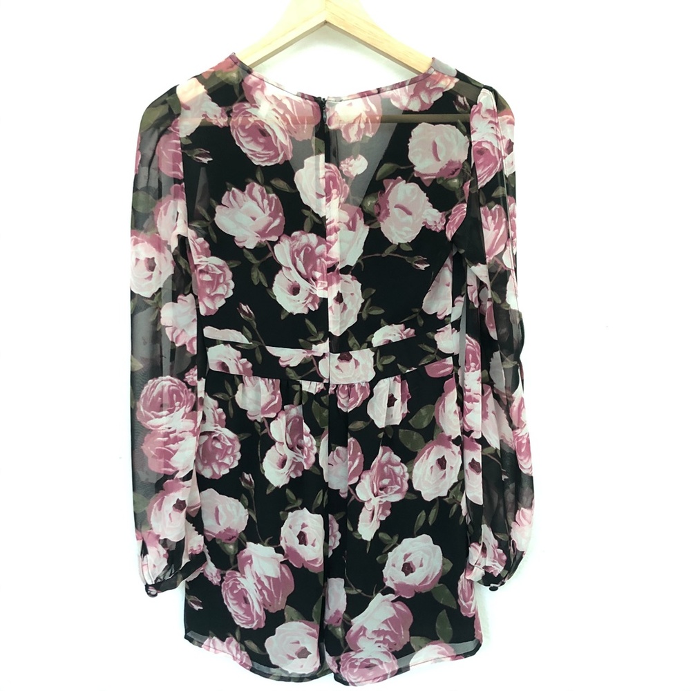 BCBGeneration Floral Slit-Sleeve Romper - … - Picture 4 of 7